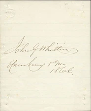 JOHN GREENLEAF WHITTIER - AUTOGRAPH 8/1866