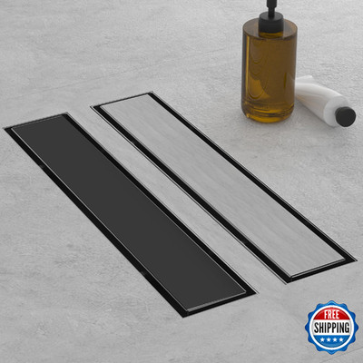 EBYTE Linear Shower Drain, 12 Inch Matte Black 304 Stainless Steel Shower Drain