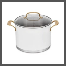 Cuisinart 2PC Stainless Steel Stock Pot Set 500F 8QT Matte White Brushed