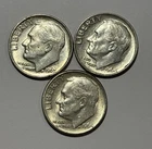 Lot of (3) Three Roosevelt Dimes - 90% Silver - All 3 are 1964 P - Very Nice