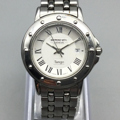 Vtg‎ Raymond Weil Tango Gold Silver Tone Swiss Watch 5360 New Battery-Works Raymond Weil Tango Geneve 5360 28mm All SS Swiss Quartz  main image 4