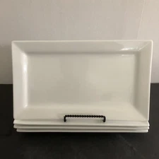ITI Set Of 4 Rectangular Plates Platters 12x6.5” White Porcelain