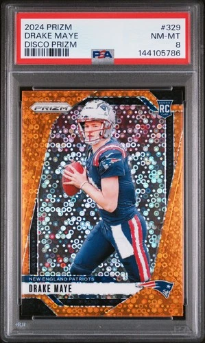 2024 PANINI PRIZM DISCO PRIZM #329 DRAKE MAYE ROOKIE RC PSA 8