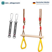 Trapez Schaukel Holz Outdoor Mit Kunststoff Turnringe Einstellbar Bis 120KG