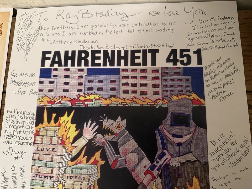 2 Signed Ray Bradbury Posters: Illustrated Man and Fahrenheit 451 Stage Play - Image 3 of 4