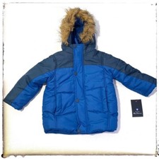 NEW Puffer Jacket 24M Ben Sherman Faux Fur Hooded Fleece Lined Navy