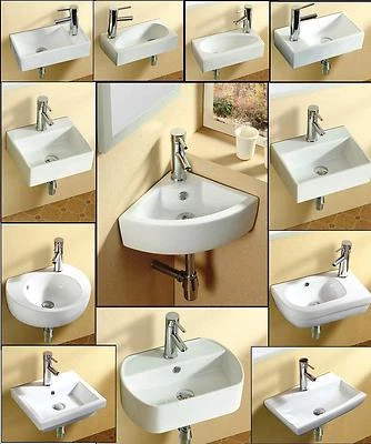 Bathroom Basin Sink Hand Wash Counter Top or Wall Mounted Hung Ceramic compact