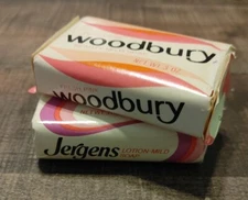 Vintage Lot 2 Total 1980s Jergens & Woodbury Beauty Bar Soap TV Movie Props. NOS