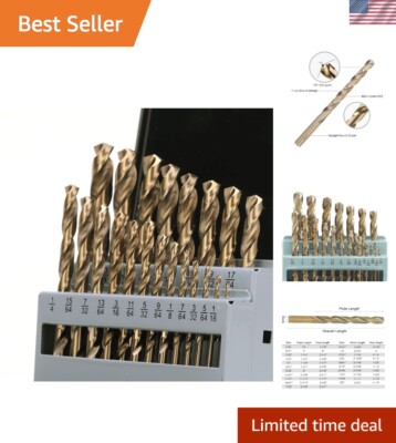 21-Piece M35 Cobalt Drill Set with 135° Split Point - Durable Storage