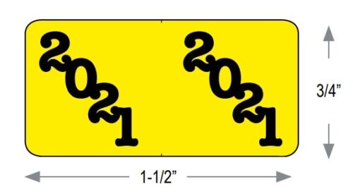 Jeter Year Label 21-JT34 Yellow/Black 3/4W x 1-1/2H 500 Labels Self-Dispense Box 