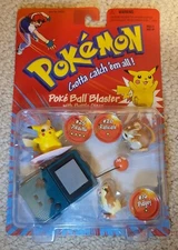 RARE New Vintage 90s Hasboro Pokemon Pokeball Blaster Pikachu Raticate Pidgey