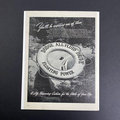 Vintage 1945 Dodge All-Fluid Drive Floating Power Print Ad Automobile Cars