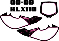 Klx110 Pink Fmf Exhaust Number Plate Kit fit 00-09 Graphics KLX 110