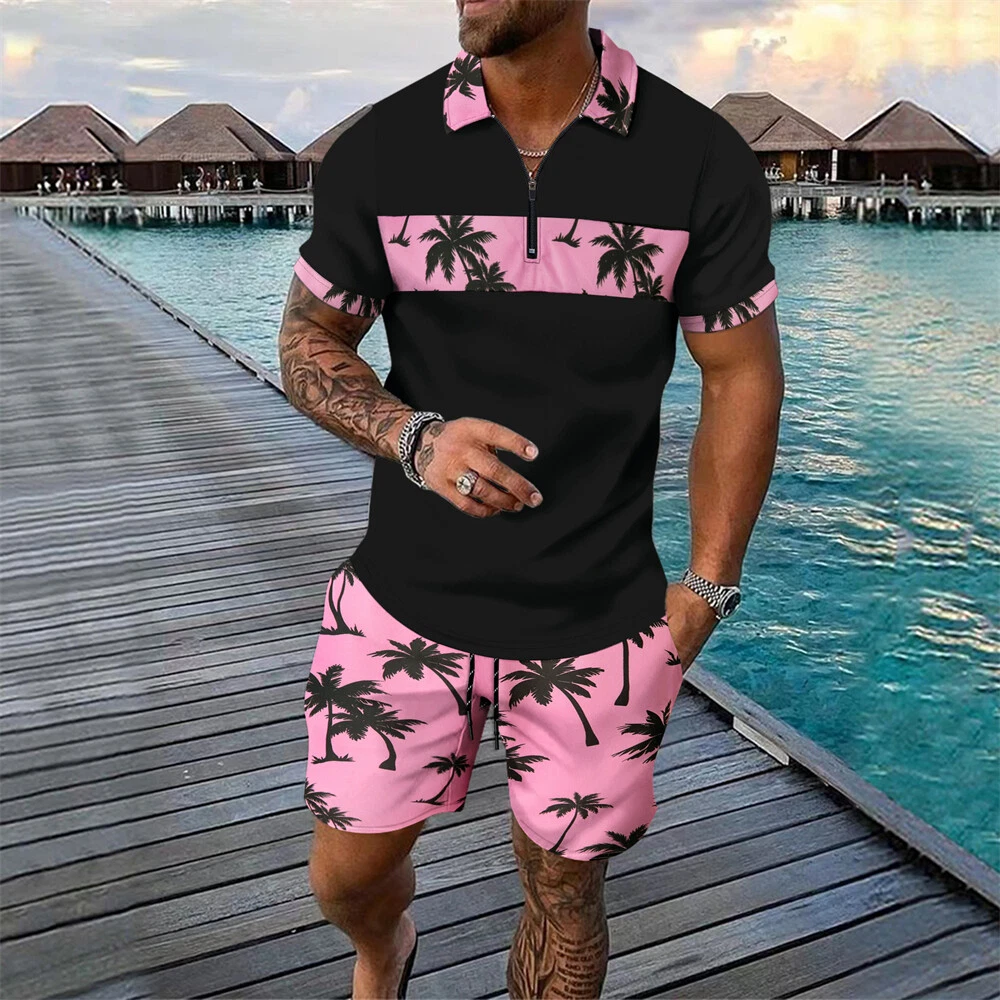 Men Summer Outfit 2-Piece Set Short Sleeve T-Shirt and Shorts Sweatsuit Set