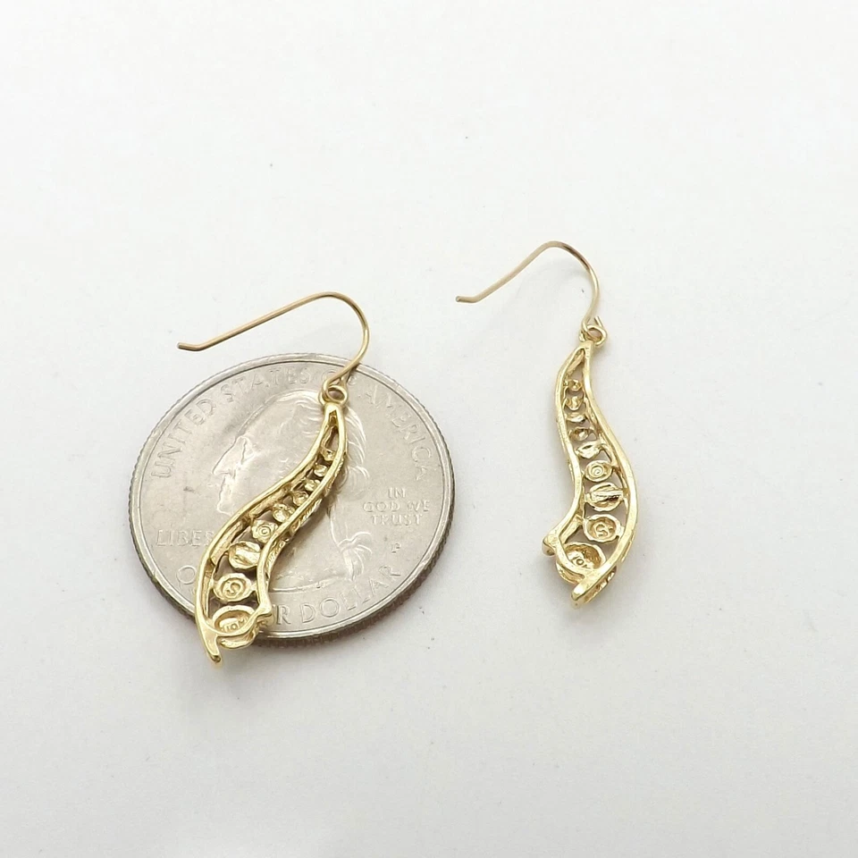 10k Gold Love is a Journey Dangle Earrings Two Tone Diamond Cut - Image 2 of 4
