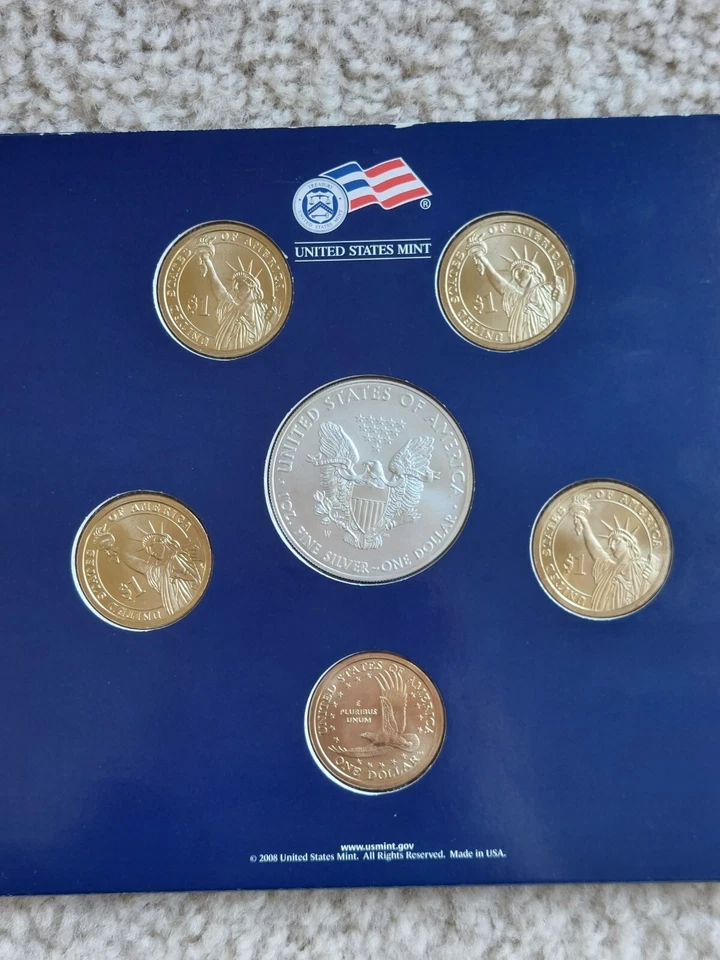 2008 United States Mint Annual Uncirculated Dollar Coin Set w/ Silver Eagle - Image 4 of 4