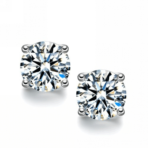 2.10 ct Ladies Round Cut Cubic Zirconia Stud Earrings Push Back in Silver - Bild 3 von 3