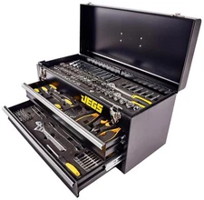 JEGS 85325 170-Piece Mechanic's Tool Box Set Black Powdercoated Steel