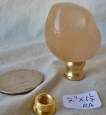 Lamp Finial Real Carved Yellow Onyx Stone Owl bird 2" h x 1 1/2" w RA  #B