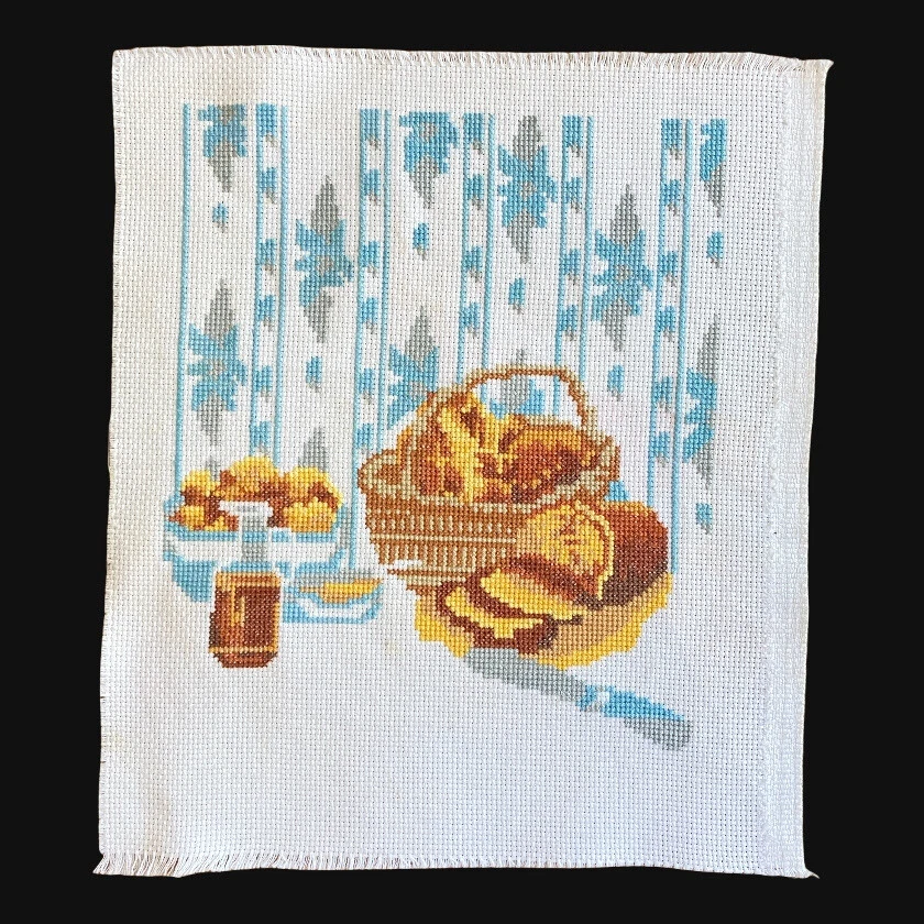 Needlepoint On Aida Cloth Partially Worked  Kitchen Scene Bread 29.5 x 25.5cm - Image 3 of 4