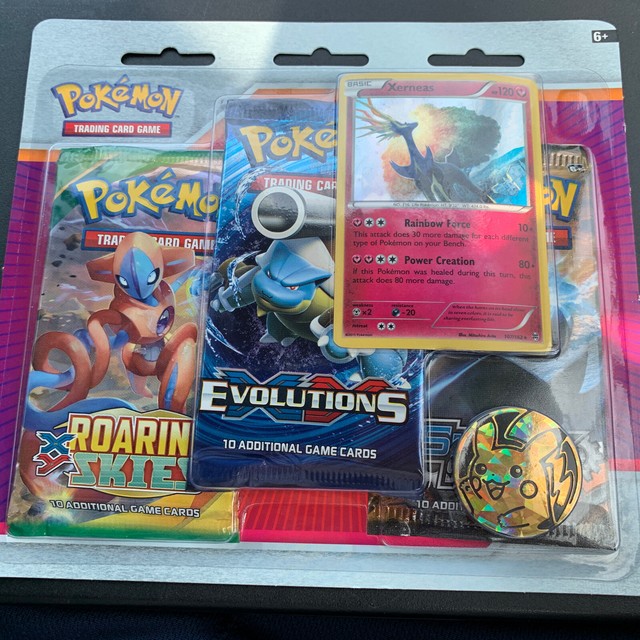 Konami Pokemon TCG Lightning Set Booster 3 Packs 1 Bonus Card Coin