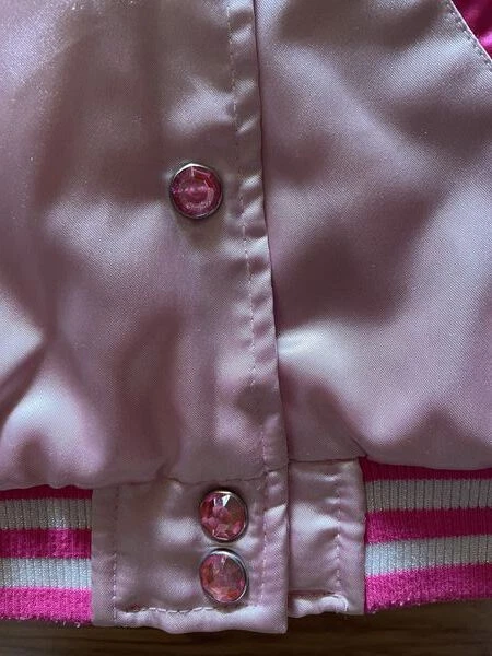 Disney Rosa MINNIE MOUSE Satén Varsity Bomber Chaqueta Niñas Talla 2 "OH SO HAPPY" Foto 4 de 4