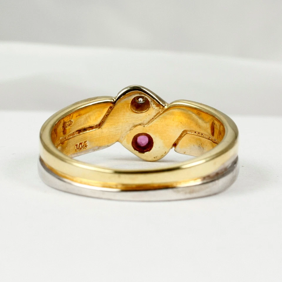 Ring in 585 Gold 14 Karat Rubin, Saphir, Smaragd, Brill.0,06 ct. mehrfarbig - Bild 4 von 4