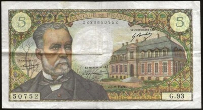 France - billet de 5 francs Pasteur 06-02-1969 TTB ! F.61.09 - Photo 1/2
