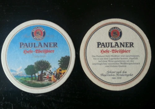 Beer mat Munich Paulaner brewery - Hefeweissbier (a)