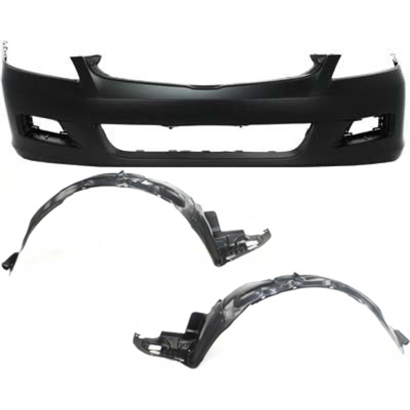 Black Front Bumper Bracket Support Retainer Set (LH+RH) For 2003-2007 Honda Accord