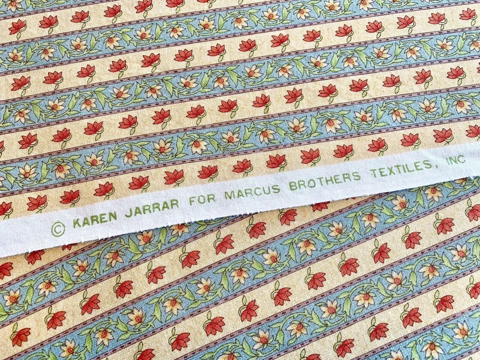 Karen Jarrar  Marcus Bros Cotton Fabric - Floral Stripe 1 3/4 yd x 44" w - Image 2 of 4