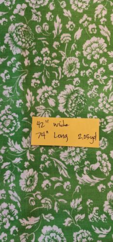 LOT OF 7Vintage Fabric Pcs Green Florals QUILTING CRAFTS SEWING Over 18 Yards - Picture 2 of 8