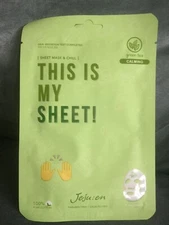 JEJU:EN GREEN TEA THIS IS MY SHEET! CALMING FACE MASK COTTON 1 COUNT - NEW