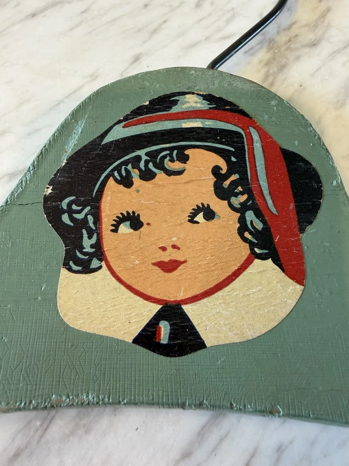 Antique Art Deco 1920s 20s 1930s Wood Wooden Kids Kid's Child's Clothes Hanger - Image 2 of 4