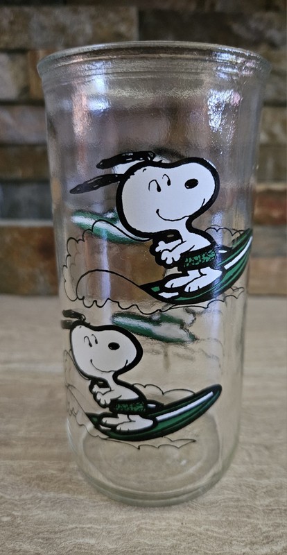 1958 Snoopy On Surf Board Vintage Glass Tumbler