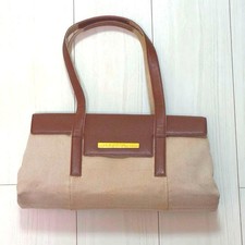 BVLGARI Canvas Leather Shoulder Bag Used Authentic