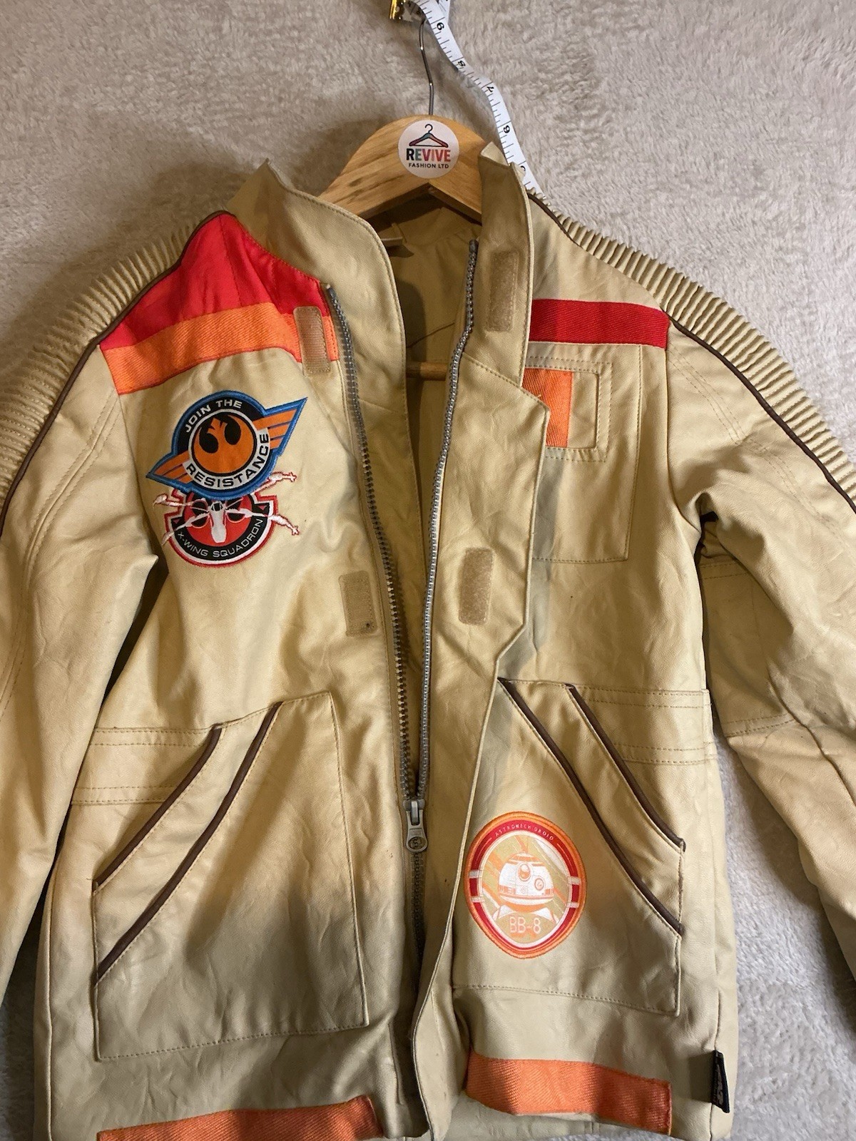 Disney Store Faux Leather Kids Boys Jacket Star Wars Cream 7 - 8 Years image 7