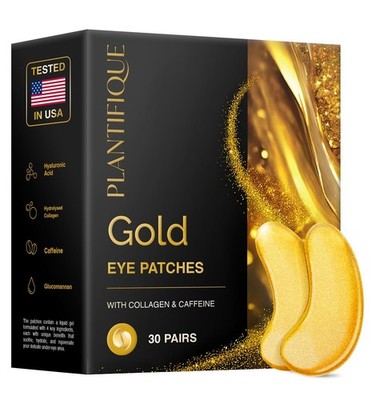 24K Gold Eye Patches for Puffy Eyes - 30 Pairs Under Eye Masks for Dark Circles