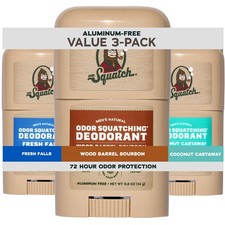 Dr. Squatch Natural Men s Deodorant Aluminum Free 0.5 Ounce Pack of 3