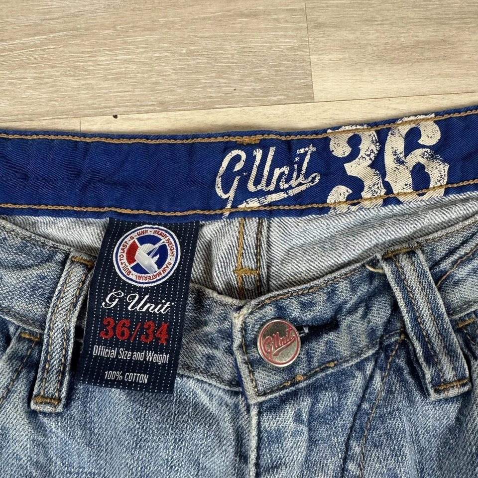 Vintage Y2k G-Unit 50 Cent Denim Jeans Baggy Loose Hip Hop Streetwear Mens 36x32 - Image 3 of 4