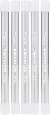 5er-Pack Tombow Mono Zero Radierer Mine, runde Spitze (57307) 5er-Packungen, weiß, 2,3 mm