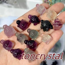 10pcs Natural Fluorite Turtle Carved Mini Quartz Crystal Skull Tortoise Reiki