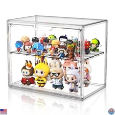 Large Clear Acrylic Display Case with Magnetic Lid & Compartment Divider