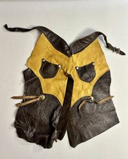 Kids Suede Leather Fringe Cowboy Western Chaps Two-tone Vintage