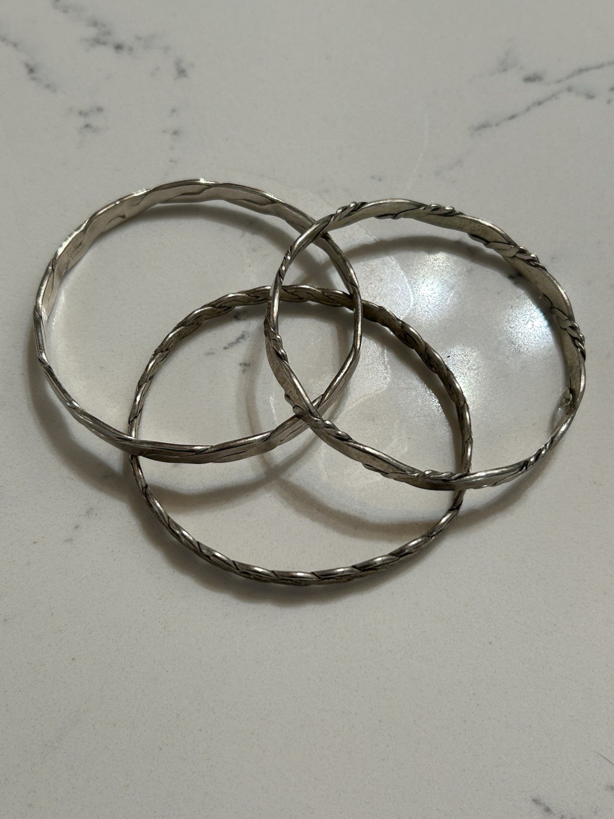 3 Bangle Silver Bracelets - image 1