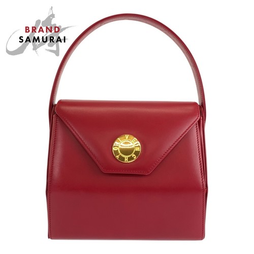 Excellent Condition Givenchy Vintage Circle Logo Red Gold Hardware Leather Handb