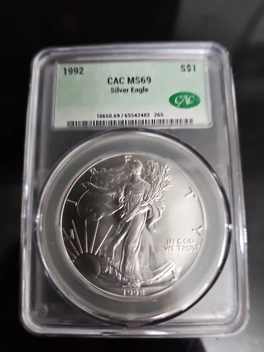 1992 American Silver Eagle MS69  CAC