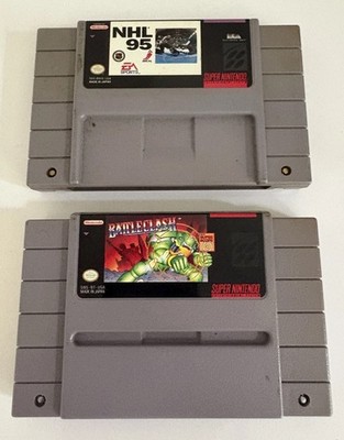 Lot of 2 SNES Games: NHL 95 (EA Sports) & Battle Clash Super Nintendo Cartridges