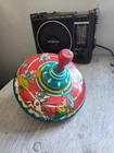 Vintage Spinning Top Tin Toy Mid-Century Kid Cowboy Cowgirl Ohio Art