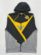 Lakers Boys Zip-Up Hoodie Black Yellow Grey Kids Fleece Full Zip Regular